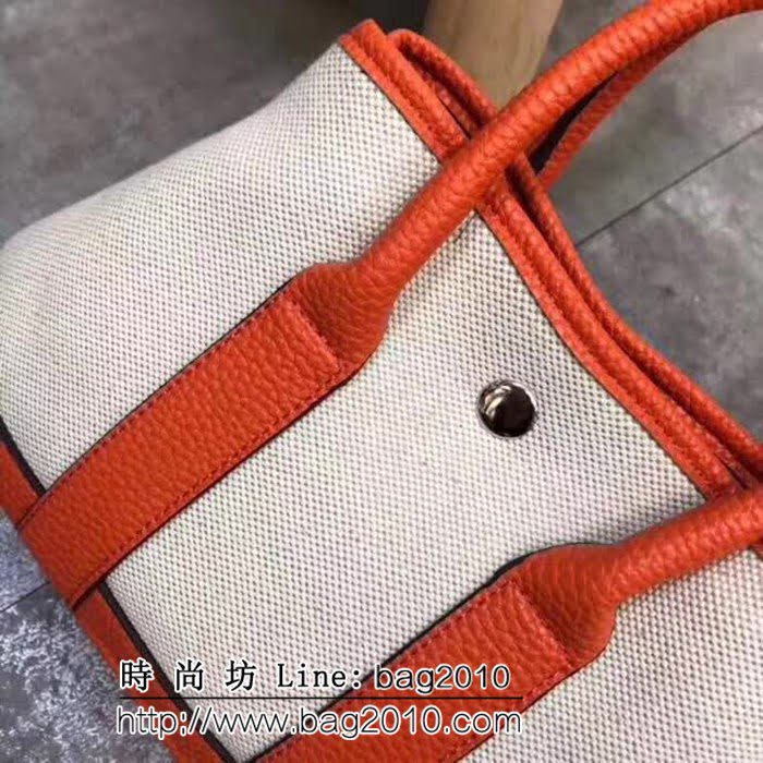 愛馬仕Hermes花園包 全皮配進口帆布手提肩背包 0AM1393